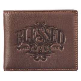Christian Art Gifts Genuine Leather Wallet for Men | Blessed Man – Jeremiah 17:7 Bible Verse | Quality Classic Brown Leather Bifold Wallet | Christian Gifts for Men, Blessed Man Collection