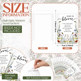 Fumete 50 Pcs Baby in Bloom Seed Packet Party Favors Wildflower Baby Shower Self Adhesive Envelopes for Guests with Thank You Tags Kraft Mini Organizer Decorations for Party Gift, No Seeds