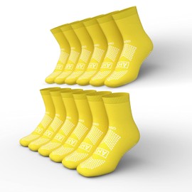 AMERICAN HOSPITAL SUPPLY Grippy Socks | Yellow One Size Fits Most Hospital Socks | Double Sided Grip Socks with Elastic Cuff | Pack of 6 Non Skid Socks