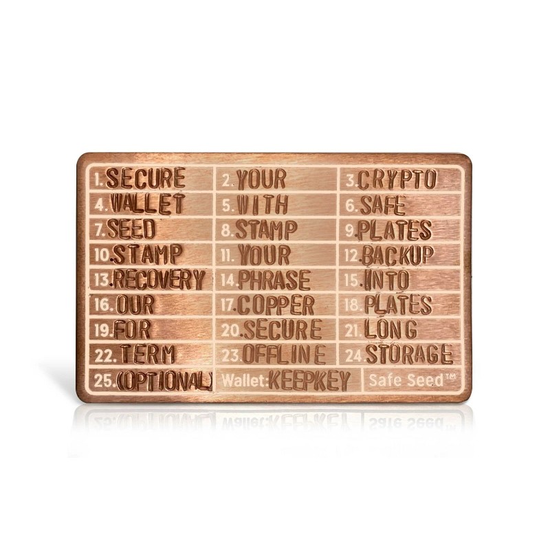 Safe Seed Copper Metal Wallet Stamp Plate Crypto Backup Trezor