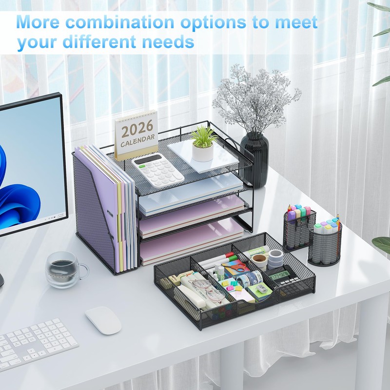 gianotter Desk Organizers and Accessories with File Holder, 4-Tier Desk