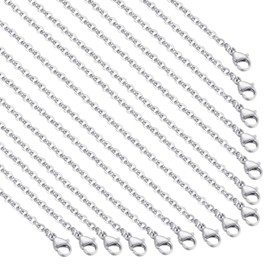 30 Pack 18 Inch Necklace Chain Stainless Steel Link Cable Chain Necklace with Lobster Clasps for DIY Jewelry Making