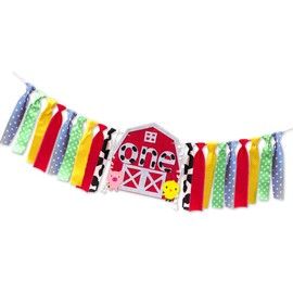 Toyvian First Birthday Banner: Farm Theme Dining Chair Banner for Baby, Reusable Party Bunting Decoration for Indoor and Outdoor Birthday Celebrations