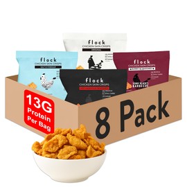 Flock Keto Chicken Skin Chips – 4 Flavors Variety Pack, Low Carb, High Protein, Gluten-Free Chicken Crisps, Keto Snack, Low Carb Chips, Protein Crackers, Diet Snacks, 8-Pack (1oz)