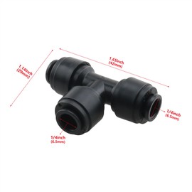 HJGarden 4pcs Black 1/4 Inch Quick Connect Tee Fitting T-Branch Pipe Sprinkler Rainforest Water Filter Fittings for Sprinkler or Drip Irrigation Systems No Leak Fittings