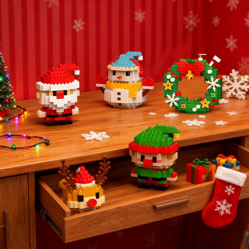 Yee hfafa 4 Pack Santa Claus Design Building Blocks Set,