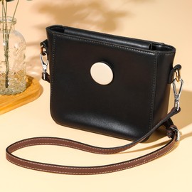 Hamdecro Leather Purse Strap, Purse Straps Replacement Crossbody Shoulder Straps for Bags, Adjustable Straps for Handbags, Silver Bukcle - Brown