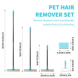 Adjustable-Clean-Hair Pet Hair Removal Tool Set - 3Pcs Dog & Cat Hair Removal Tool, Carpet Rake for Pet Hair Removal, Pet Hair Scraper, for Rug, Couch, Pet Bed, Pet Hair Removal Broom with Hook
