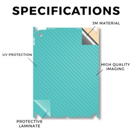 Carbon Fiber iPad Skin Compatible with Apple iPad A16 11 Gen (2025) - Solid Turquoise - Premium 3M Vinyl Protective Wrap Decal Cover - Easy to Apply | Crafted in The USA by MightySkins