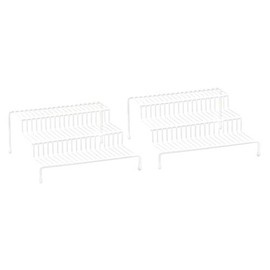 Greenbrier 3 Tier Spice Rack Organizer for Cabinet, Pantry, Kitchen (2 Pack), White, Step Shelf Storage