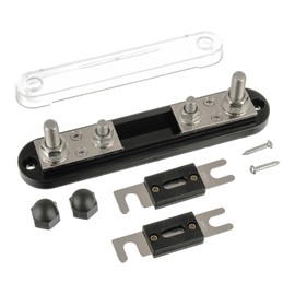 BOJACK ANL Fuse Holder with 400 Amp ANL Fuse, ANL Fuse Block with 2 Pieces 400A ANL Fuse, M10 Stud Terminals Maximum Current 750A, for Trucks, Cars, Ships, etc.