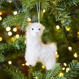 Felt Alpaca Christmas Decoration - Felted Ornament - Wool Christmas Bauble - Felt Handmade Xmas Décor - Classic Tree Ornament