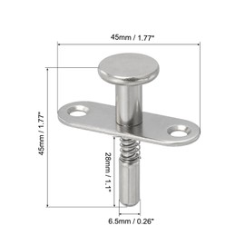 sourcing map Plunger Latches 1.77 x 1.77 Spring Loaded Latch Cabinet with 2 Pcs M4 Screw Screws Spring-Loaded Bolt Plunger Latch for Furniture Bed Door Silver
