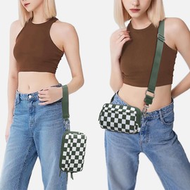 FODOKO Wristlet wallets for women Nylon Quilted Wallet with 4 Zippers,Travel Credit Card,Holder Cell Phone Organizer,coin purse (pea green)