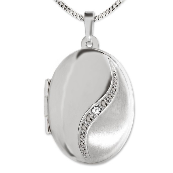 CLEVER SCHMUCK Set Silver Pendant Oval Locket 21 mm Partially