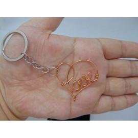 GREENHANDSHAKE Heart, Copper Wire Keychain, KeyChains Women Men KeyRing Gift Ideas