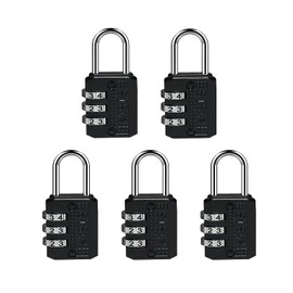 SISAV 5 Pack 3Digit Combination Padlock Easy Read Dials School Gym Locker-Keyless Resettable Combo Five Colors are Optional Luggage Fence Travel Gate Door Toolbox Case Employee Lockers Hasp
