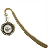 Victorian Bat Goth Brass Bookmark with Reversed Decoupage Glass Cabochon