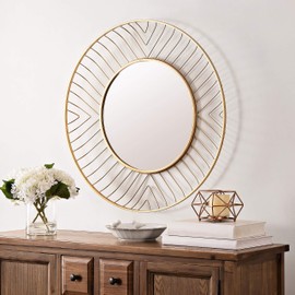 Safavieh 32.9-Inch Round Fonna Wall Mirror, Gold