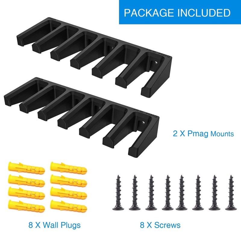 RUSFOL Solid ABS 6X Standard PMAG Wall Mount, Mag Holder,
