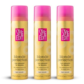 STYLE EDIT Root Concealer Touch Up Spray | Instantly Covers Grey Roots | Professional Salon Quality Cover Up Hair Products for Women |Blonde Perfection LIGHT BLONDE, 4 Ounce (Pack of 3)