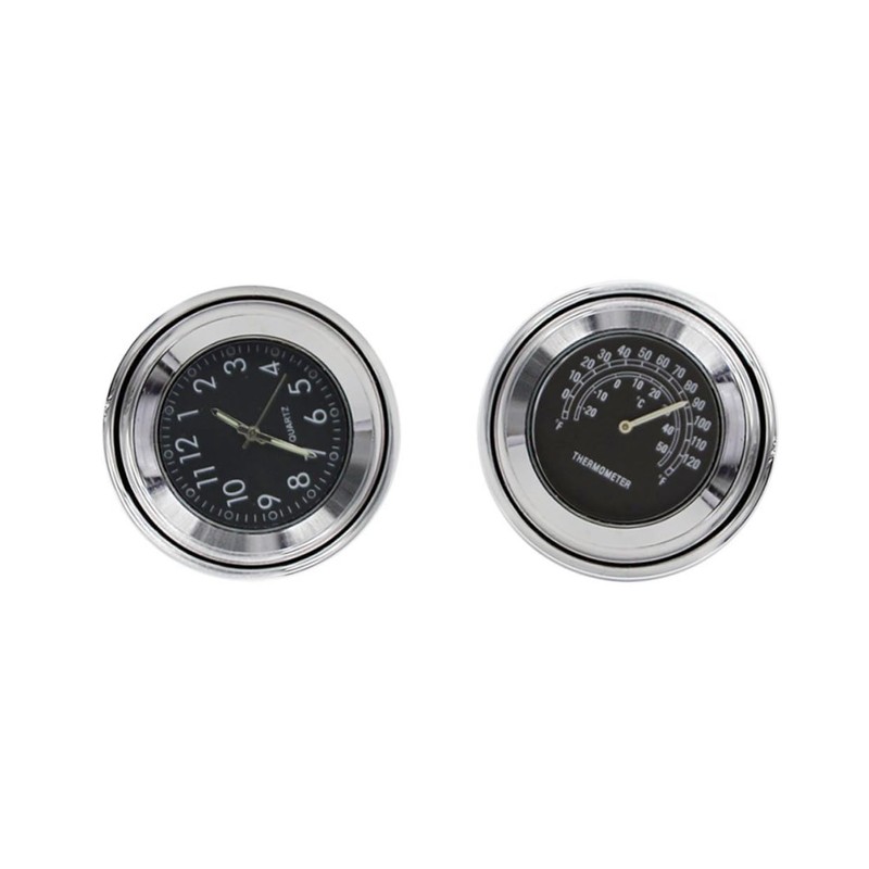 Vaguelly 6 Pcs Motorcycle Handlebar Clock Thermometer 22-25mm Fit Corrosion-Resistant