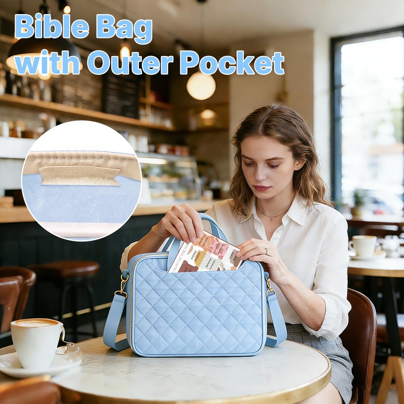 PUGPIU Bible Cover Case for Women, Large Quilted Bible Bag