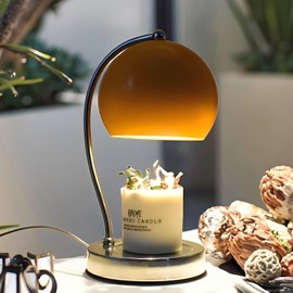 WARMCITY Candle Lamp Warmer, Wide Base Scented Candle Warmer with Timer and Dimmer, Adjustable Candle Melting Lattern, Home Decor Table Lamp (Orange)