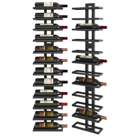 IBUYKE Wall Mounted Wine Rack 12 Bottle,Metal Wine Bottle Holder for Wine Bottles, Liquor, Champagne,DIY Wall Wine Rack for Home Bar Storage and Display,Black,UTMJ909B