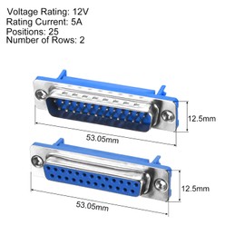 QUARKZMAN 1 Set D-sub 25-Pin 2-Row Male and Female Socket Board Connector RS232 Serial Port Solderless Terminal Block Adapter