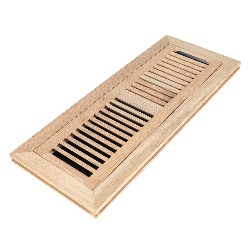 Hardwood White Oak Floor Register, Flush Mount with Frame, 4x14