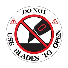Remarkable DO NOT USE Blades to Open Warning LabelsStickers, 3 Round RedWhiteBlack Warning Sticker, for Shipping, Handling, Packing, and Moving(300 Labels)