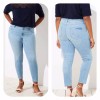 LOFT Plus Size 26 Skinny Jeans Light Wash Embroidered Stretch