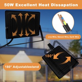 YZYFACAI 50 W LED Outdoor Spotlight, 2 Pieces, Super Bright 5000 LM LED Spotlight, 7000 K Cool White Outdoor Spotlight, IP67 Waterproof Outdoor Spotlight, for Backyard, Courtyard, Driveway, Garage,