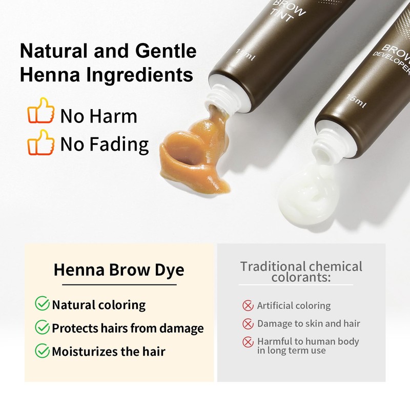 DONG RHYME Eyebrow Tint Kit Coffee Hen-na, Semi-Permanent Professional Coffee
