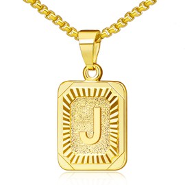 JSJOY Initial Necklace for Women Mothers Day Gifts Gold Initial Pendant Necklaces for Men Monogram Letter J Necklace Gold Womens Initial Necklace 18" Graduation Gifts for Her