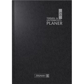 BRUNNEN Appointment & Lesson Planner (2024/2025), 2 Pages = 1 Week, A5, 224 Pages, Baladek Cover, Black
