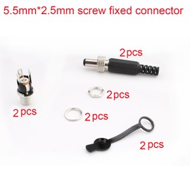 RUNCCI-YUN 2 Sets Hollow Connector 5.5 x 2.5 mm, DC Plug 2.5 x 5.5 mm Solder Connector, DC Power Low Voltage Connector 5.5 x 2.5 mm Panel Mount Plug with Waterproof Cap