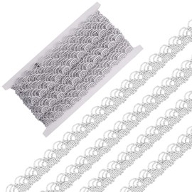 GORGECRAFT 5 Yard Silver Metallic Lace Trim 22 mm Wide Wavy Braid Decorated Curve Venice Edge Sewing Craft Lace Clothing Accessories for Wedding Bridal Costume Clothing Decor