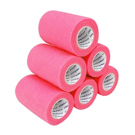 6 Rolls Pink Cohesive Bandage 7.5cm X４.5cm, Flexible Bandage,Non-Woven Cohesive, Athletic Tape,Vet wrap,Wraps Bandage,Suitable for Sensitive Skin