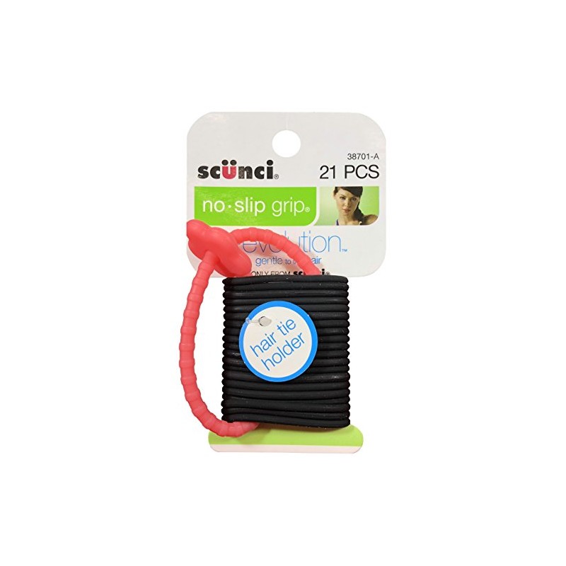 Scunci No-Slip Grip Gel Evolution Ponytailers with Holder,21-Pieces per pack,1-Pack