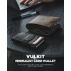 VULKIT Pop up Card Wallet with Money Strap Leather Front