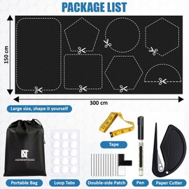 Blackout Blinds Stick on, 300 X 145 CM Blackout Blind,100% Blackout Material, No Drill Blinds, Portable Blackout Blind Cut to any Size, Black out blinds for Bedroom, Loft, Caravan