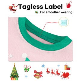 DAUGHTER QUEEN Girls Christmas Pajamas Toddler Elf PJs Kids Xmas Pj Sets 2 Piece 100% Organic Cotton Jammies Children Sleepwear Elves Clothes Size 2T Age 2 Year
