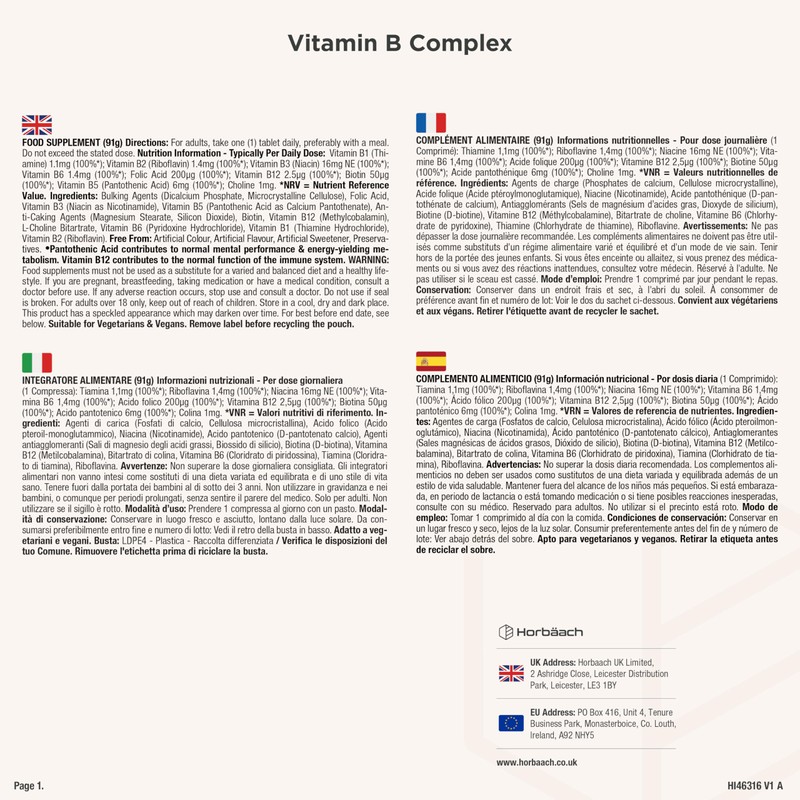 Vitamin B Complex High Dose - All 8 B Vitamins