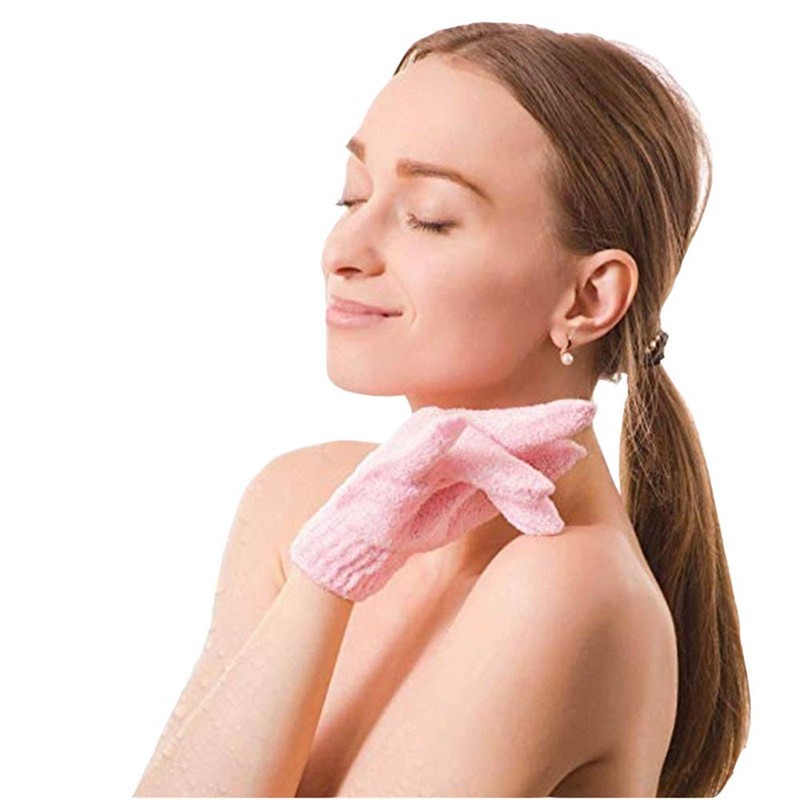 Miss-shop Dusche Handschuh,Badehandschuhe 5 Paar Doppelseitige Nylon Peeling Handschuhe Body