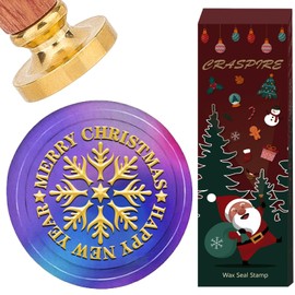 CRASPIRE Christmas Wax Seal Stamp Winter Snowflake 30mm Removable Brass Head Retro Envelopes Sealing Wax Stamp with Wooden Handle for New Year Wedding Birthday Party Embellishment Gifts Packing Cards