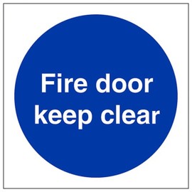 V Safety Eco-Friendly Fire Door Keep Clear 200 x 200 mm - 1mm 100% Recycled Rigid Plastic Safety Sign