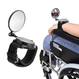 Wheelchair Rear View Mirror Wristband, 360° Rotating Telescopic Wide-angle Rearview Mirror for Electric Wheelchair, Elderly Mobility Scooter, 1PCS