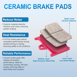 S SYUU Motorcycle Front Rear Ceramic Brake Pads Compatible with Honda VTX 1300 S Retro C R T 2003-2015 2009 2010 2011 2012 2013 FA196F FA174R